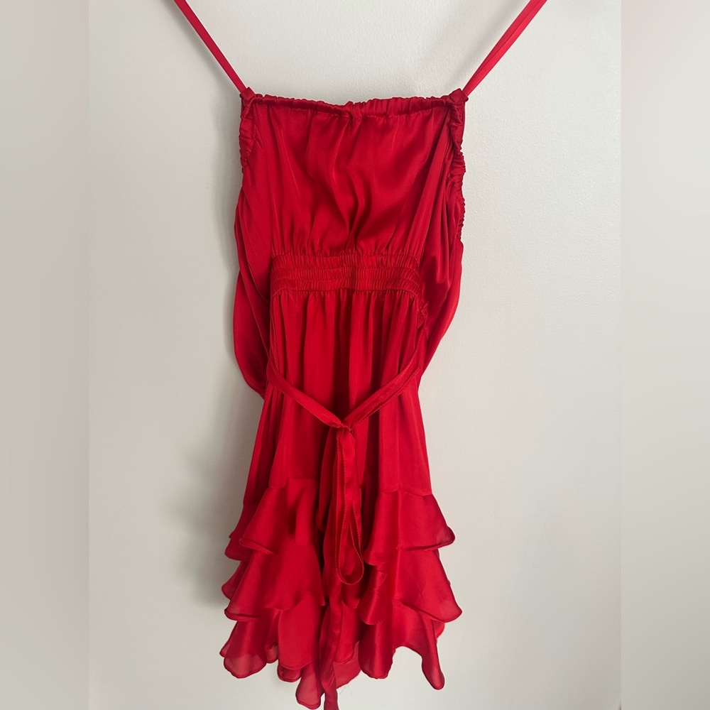 Jacob Scarlet Strapless Dress